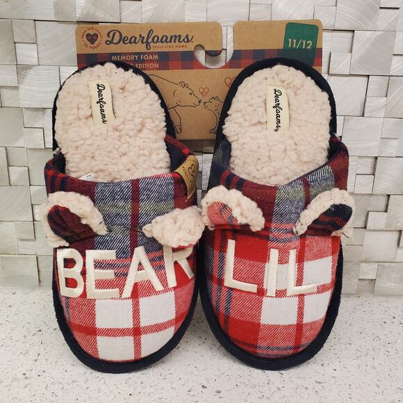Dearfoams Memory Foam Lil Bear Slippers Limited Edition Size 11/12 Youth - Picture 1 of 10